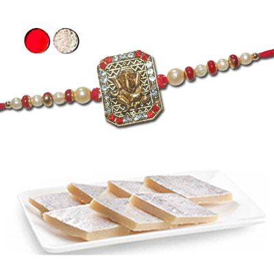 "Rakhi - FR- 8580 A (Single Rakhi), 250gms of Kaju Kathili - Click here to View more details about this Product